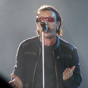 Bono bathed in light