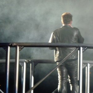 Bono on the bridge in front of us
