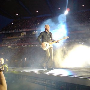 Adam w Fender Precision gold sparkle during CT