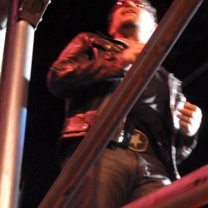 Bono walking on the bridge during Crazy